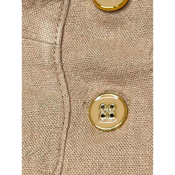 Susan Graver Jacket Top Taupe 1X Long Sleeve Mandarin Collar Buttons Linen Blend - Picture 7 of 16